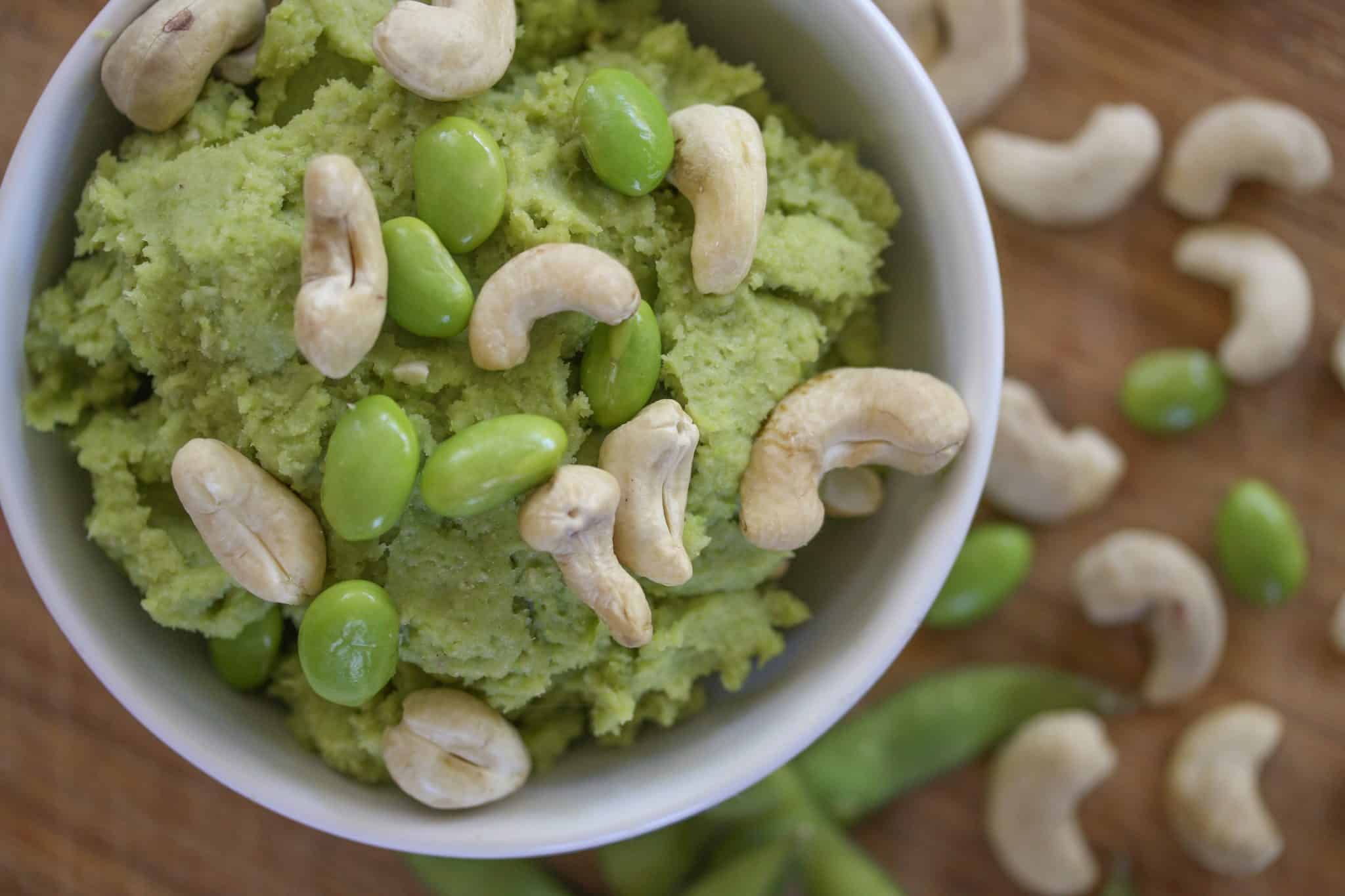 Kid Friendly Edamame Dip vegan, oil free WithExtraVeg