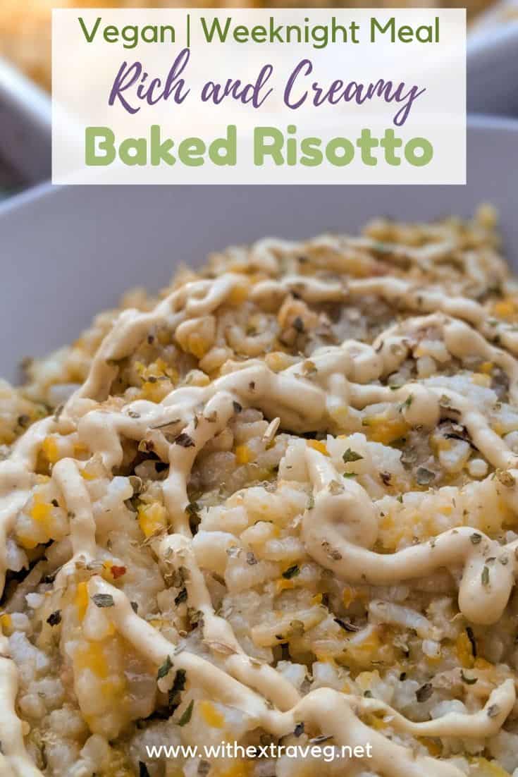 This delicious creamy Vegan Baked Pumpkin and Zucchini Baked Risotto is the perfect comforting weeknight meal. Made with rice, stock, pumpkin, zucchini and creamy cashew cheese, this fuss free meal is great for the whole family. Easy Vegan Dinner | Comfort Food | Gluten Free | Weeknight Meal | Kid Friendly #vegankids #healthycomfortfood #vegan #weeknightdinner #oilfree #glutenfree