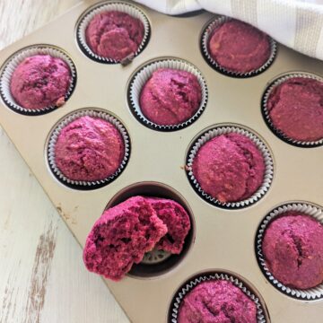 Cooked Vegan Beetroot Muffins in Muffin Pan